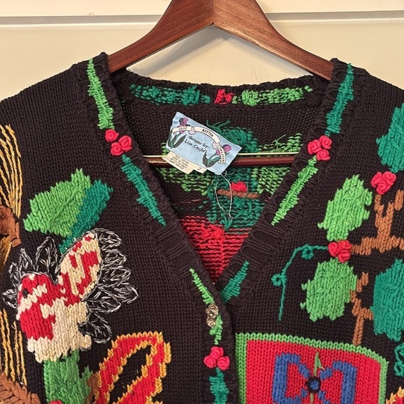 Lisa Coufal Sweater Vtg Ugly Christmas Sweater Graphic Santa Handmade 2X Holiday - Picture 8 of 11